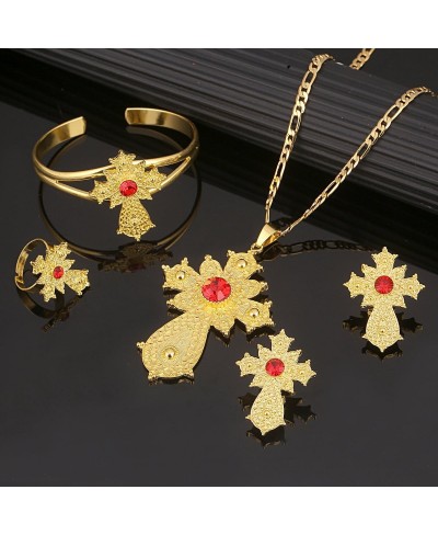 Ethiopian Jewelry Sets Pendant Necklaces Earrings Bangle Ring Habesha Jewelry Eritrean Wedding Gifts $21.46 Jewelry Sets