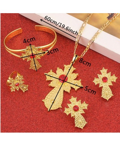 Ethiopian Jewelry Sets Pendant Necklaces Earrings Bangle Ring Habesha Jewelry Eritrean Wedding Gifts $21.46 Jewelry Sets