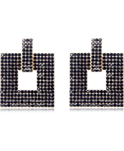 Crystal Square Statement Earrings Geometric Shaped with Rhinstone Drop Dangle Earrings $13.42 Drop & Dangle
