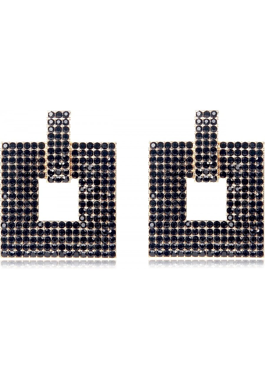 Crystal Square Statement Earrings Geometric Shaped with Rhinstone Drop Dangle Earrings $13.42 Drop & Dangle