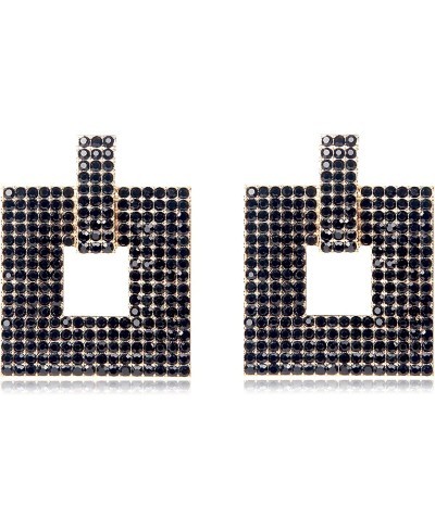 Crystal Square Statement Earrings Geometric Shaped with Rhinstone Drop Dangle Earrings $13.42 Drop & Dangle