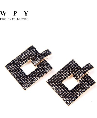 Crystal Square Statement Earrings Geometric Shaped with Rhinstone Drop Dangle Earrings $13.42 Drop & Dangle