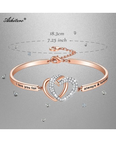 Mother's Day Bracelet Gifts I Love You for Always and Forever/to the Moon & Back Heart Bangle Birthday Anniversary Christmas ...