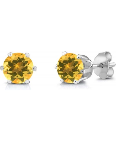 1.40 Ct Round Yellow Citrine Silver Plated 6-prong Stud Earrings 6mm $18.06 Stud