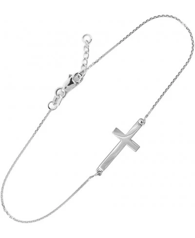 Dainty Sterling Silver Cute Sideways Cross Bracelet (7.50 to 8.00 inches) $19.45 Link