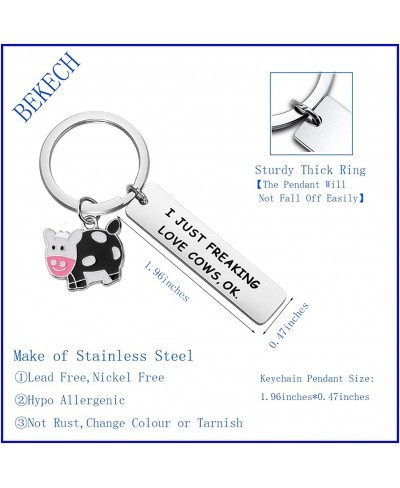 Cute Animal Cow Jewelry Cow Lover Gift I Just Freaking Love Cows OK Cow Keychain $17.29 Pendants & Coins