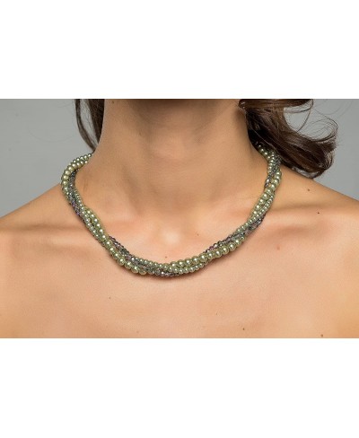 Lova Jewelry Adjustable Green Sage Pearl Beads Twisted Necklace $12.32 Strands