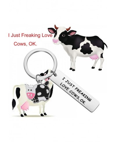 Cute Animal Cow Jewelry Cow Lover Gift I Just Freaking Love Cows OK Cow Keychain $17.29 Pendants & Coins