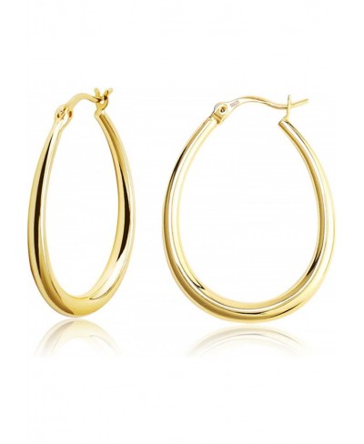 Silver Oval Hoop Earrings Hypoallergenic 14K Gold Plated Sterling Silver Lightweight Oval Hoop Earrings for Women Gilrs $11.8...