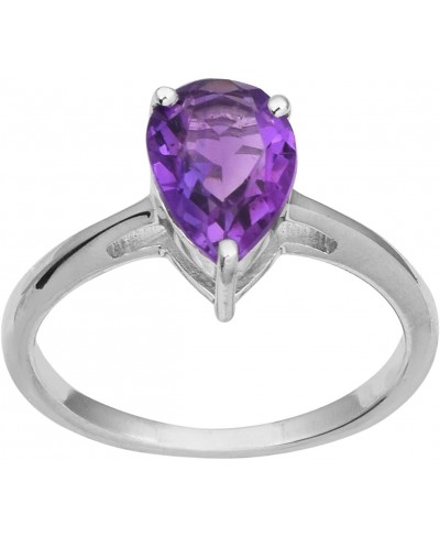 Pear Cut Prong Set Amethyst Gemstone 925 Sterling Silver Solitaire Wedding Ring $18.82 Wedding Bands