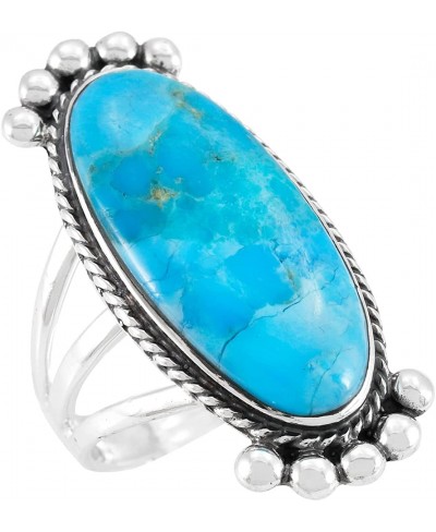 Turquoise Ring Sterling Silver 925 Genuine Gemstones Size 6 to 11 $41.23 Statement