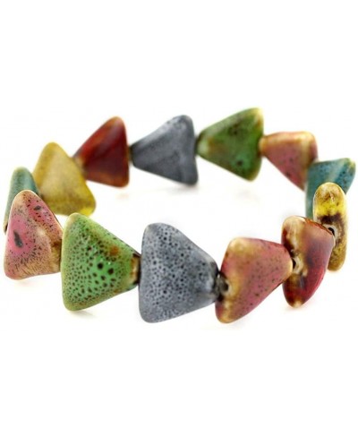 Bracelet Colorful Ceramic Handmade Simple Ethnic Style Variety of Shapes Elastic Hand Chain for Women Girls (Triangle) $6.74 ...