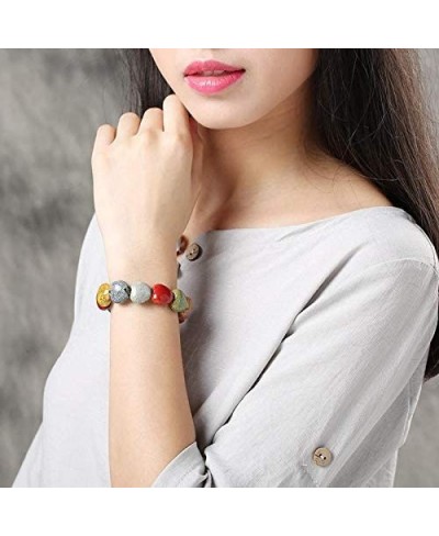 Bracelet Colorful Ceramic Handmade Simple Ethnic Style Variety of Shapes Elastic Hand Chain for Women Girls (Triangle) $6.74 ...