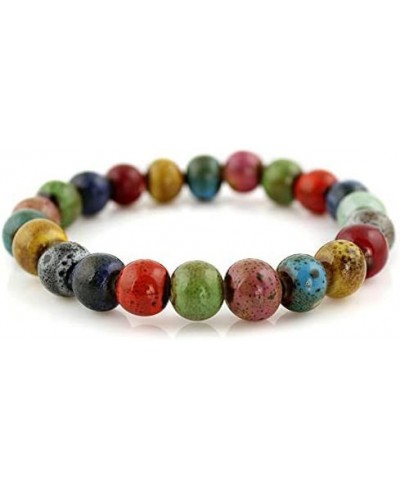 Bracelet Colorful Ceramic Handmade Simple Ethnic Style Variety of Shapes Elastic Hand Chain for Women Girls (Triangle) $6.74 ...