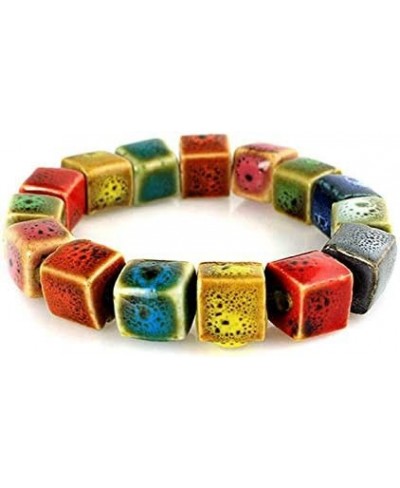 Bracelet Colorful Ceramic Handmade Simple Ethnic Style Variety of Shapes Elastic Hand Chain for Women Girls (Triangle) $6.74 ...