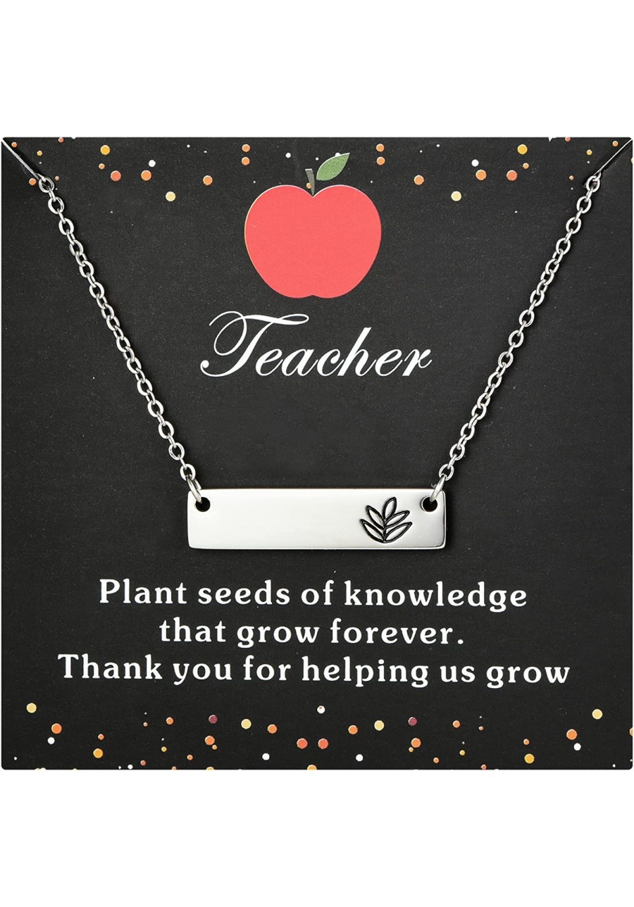 Teacher Gifts for Women Bar Necklace with Thank You Card Appreciation Gifts for Teacher $14.25 Pendant Necklaces