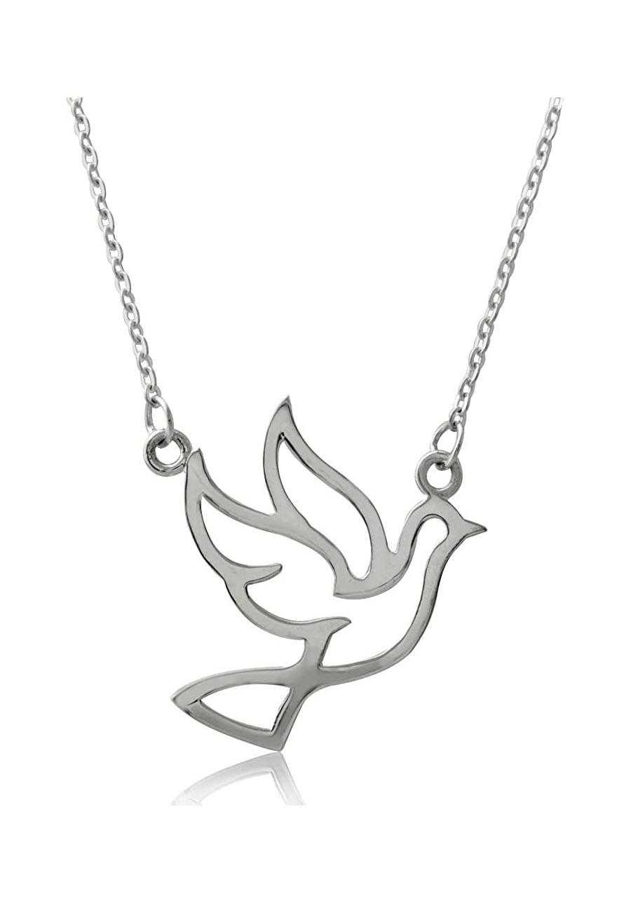 925 Sterling Silver Peace Bird Dove Pendant with Chain Necklace $23.98 Pendants & Coins