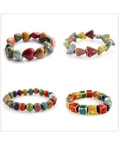 Bracelet Colorful Ceramic Handmade Simple Ethnic Style Variety of Shapes Elastic Hand Chain for Women Girls (Triangle) $6.74 ...