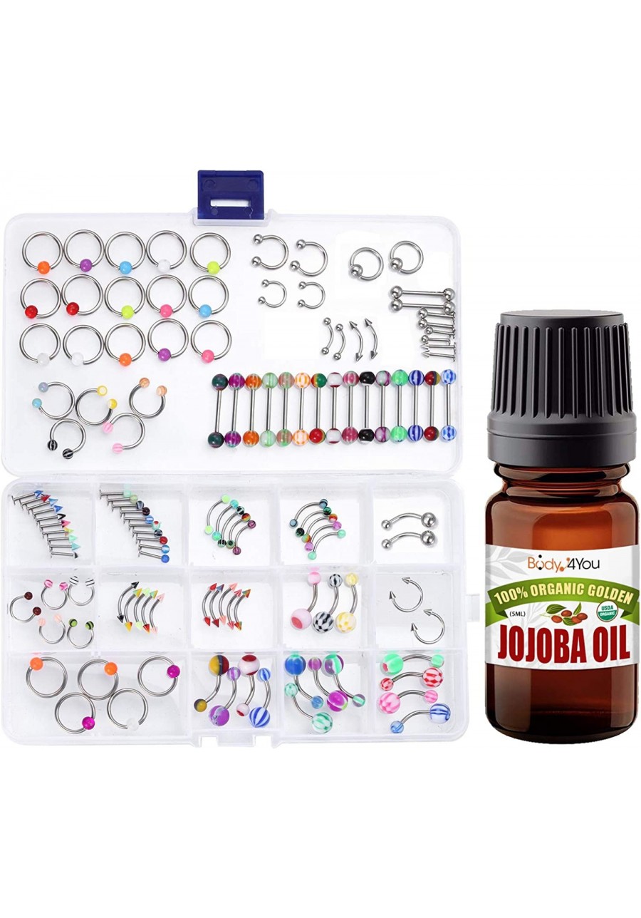 120PC Body Piercing Aftercare Saline Jojoba Teatree Oil Sea Salt 14G 16G Belly Ring Nose Tragus Lip $17.85 Piercing Jewelry