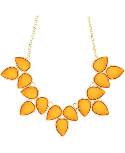 Leaf Drop Bubble Statement Necklace and Earring Set Orange $12.26 Jewelry Sets