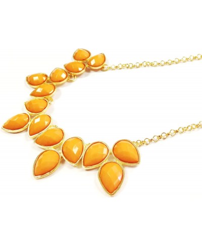 Leaf Drop Bubble Statement Necklace and Earring Set Orange $12.26 Jewelry Sets