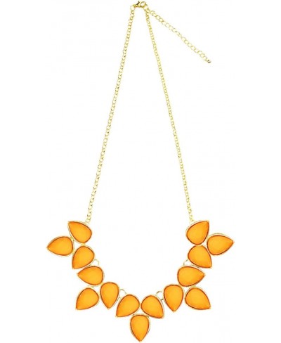 Leaf Drop Bubble Statement Necklace and Earring Set Orange $12.26 Jewelry Sets