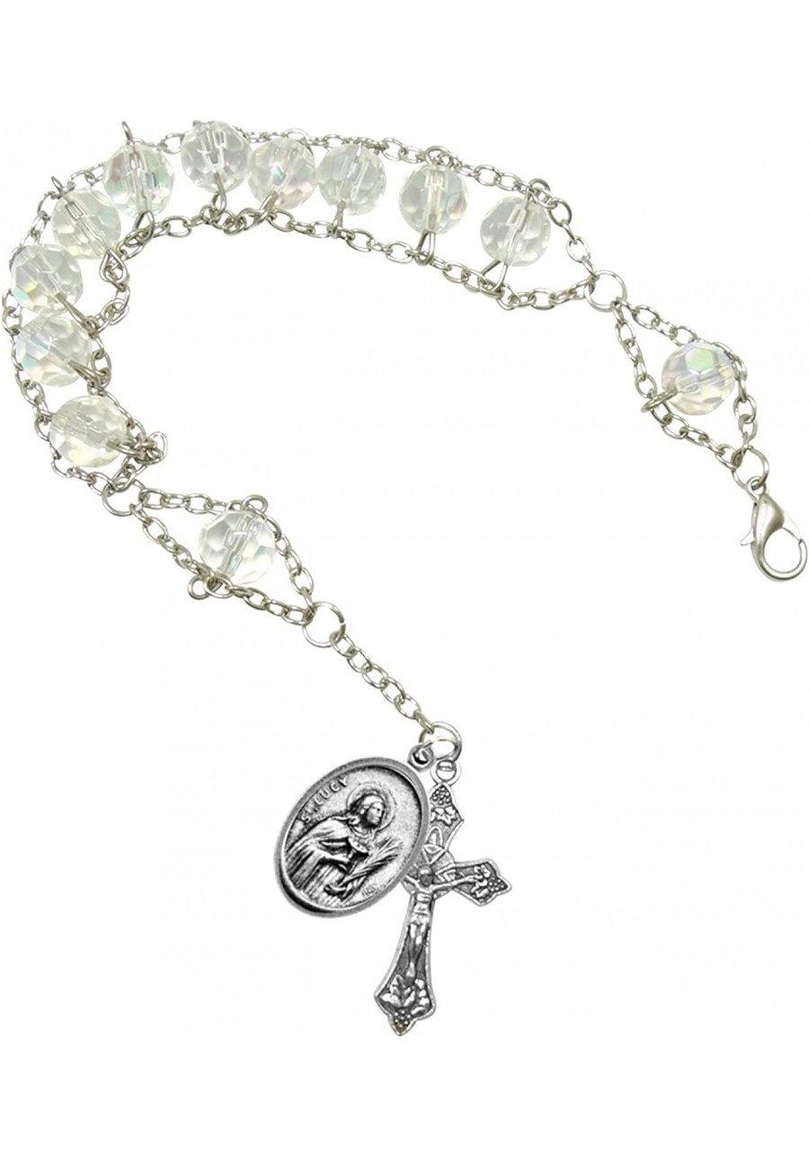 Silver Base Wire Weaved Rosary Bracelet with Crystal Faceted Beads Includes a Blessed Laminated Card $27.84 Tennis