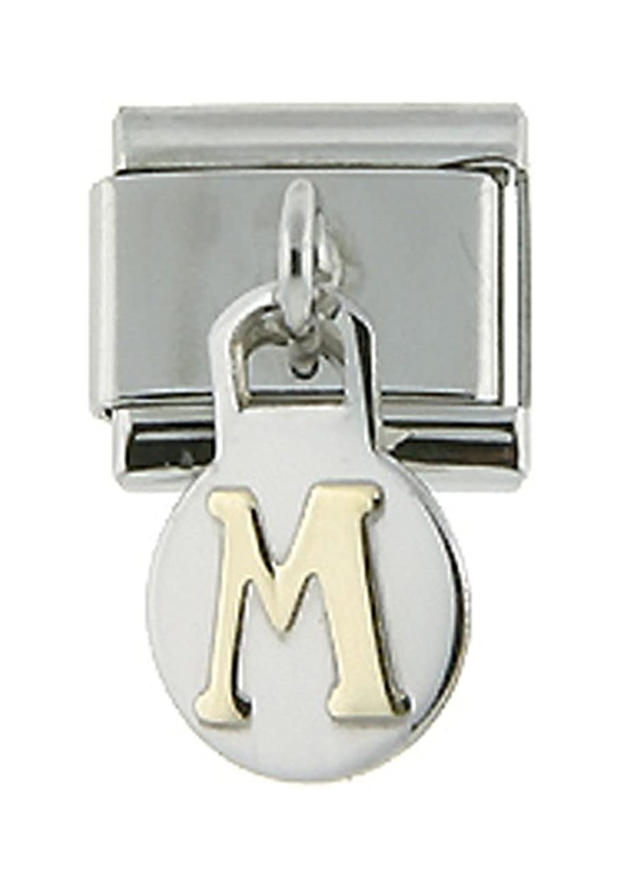 Stainless Steel 18k Gold Hanging Italian Charm Initial Letters A to Z for Italian Charm Bracelets $12.72 Charms & Charm Brace...