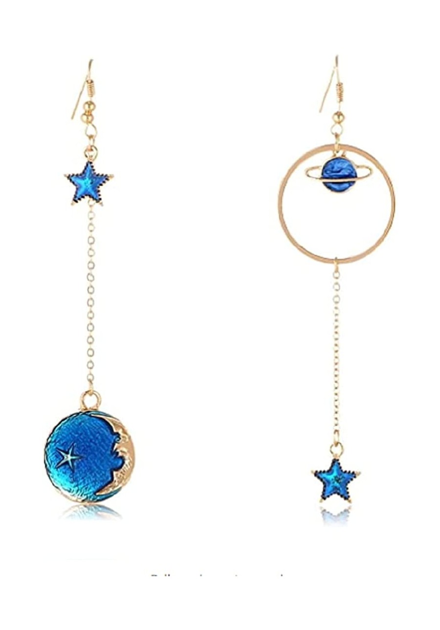 Enamel Moon Star Earth Planet Drop Hook Earrings Long Pendant Dangle Jewelry for Woman Girls $5.97 Drop & Dangle