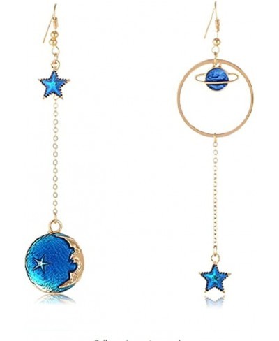 Enamel Moon Star Earth Planet Drop Hook Earrings Long Pendant Dangle Jewelry for Woman Girls $5.97 Drop & Dangle