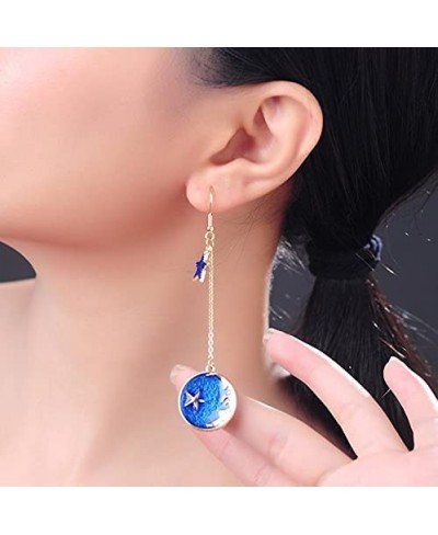 Enamel Moon Star Earth Planet Drop Hook Earrings Long Pendant Dangle Jewelry for Woman Girls $5.97 Drop & Dangle