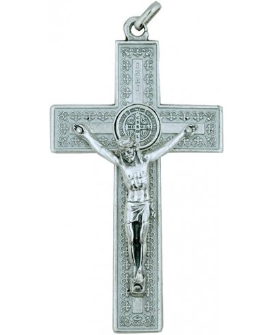 3" St. Benedict Crucifix with Silver-Tone Engraving and White Enamel $23.18 Pendants & Coins