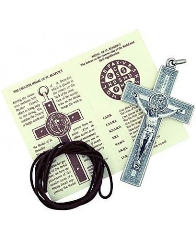 3" St. Benedict Crucifix with Silver-Tone Engraving and White Enamel $23.18 Pendants & Coins