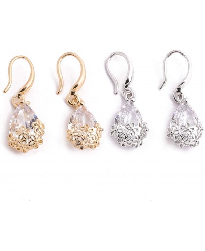 Elegant Lady Water Drop Cubic Zirconia Flower Pendant Hook Earrings Jewelry Gift for Women Men Girls Boys $6.60 Jewelry Sets