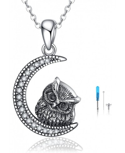 Owl Urn Necklaces for Ashes Sterling Silver Crescent Moon Keepsake Cremation Jewelry Memorial Gifts for Women $38.36 Pendant ...