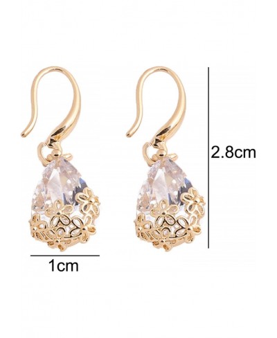 Elegant Lady Water Drop Cubic Zirconia Flower Pendant Hook Earrings Jewelry Gift for Women Men Girls Boys $6.60 Jewelry Sets