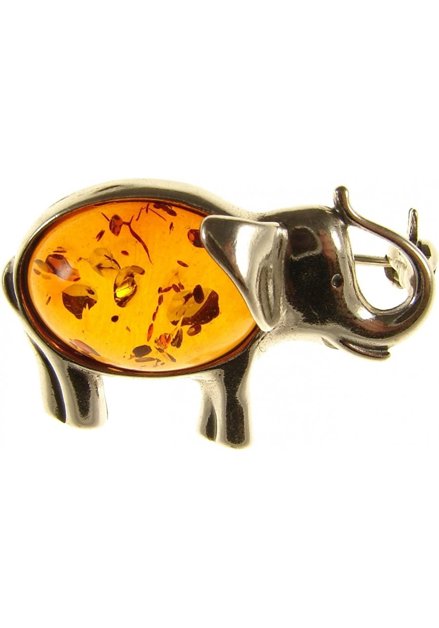 BALTIC AMBER AND STERLING SILVER 925 DESIGNER COGNAC ELEPHANT BROOCH PIN JEWELLERY JEWELRY $27.06 Brooches & Pins