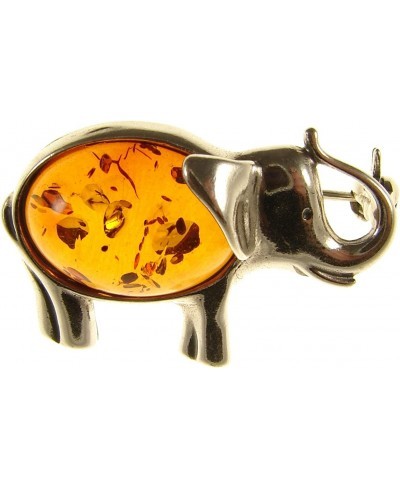 BALTIC AMBER AND STERLING SILVER 925 DESIGNER COGNAC ELEPHANT BROOCH PIN JEWELLERY JEWELRY $27.06 Brooches & Pins