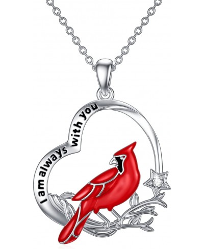 Cardinal Gift for Women 925 Sterling Silver Red Cardinal Necklace I Am Always With You Memorial Pendant Cardinal Jewelry Gift...