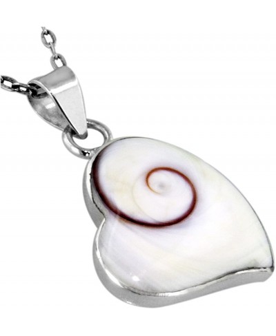 Sterling Silver Skewed Heart Pendant with Eye of Shiva Shell $17.41 Pendants & Coins