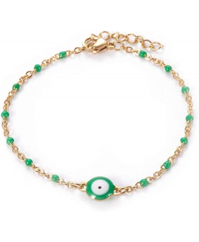 Stainless Steel Enamel Chain Bracelet Lobster Evil Eye Gold Adjustable 2mm A110 $8.59 Link