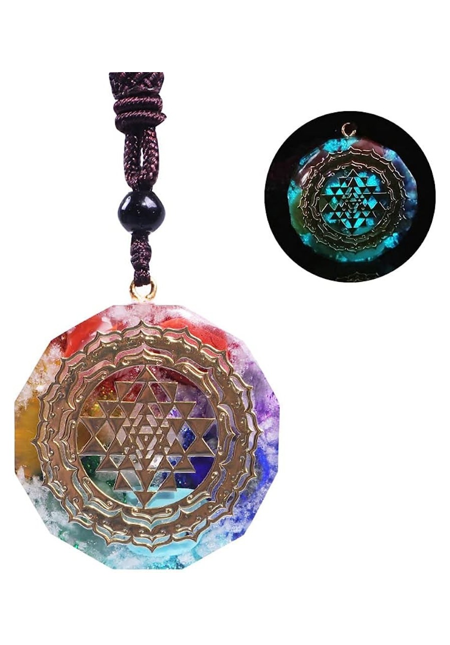 Orgonite Necklace Sri Yantra Luminous Pendant Sacred Geometry Chakra Energy Necklace Meditation Jewelry $27.01 Pendant Necklaces