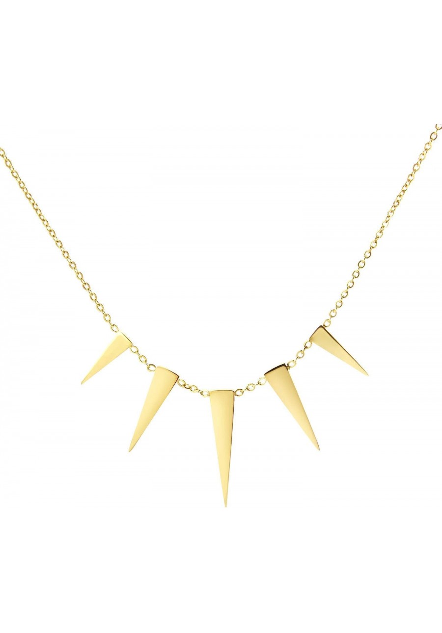 Womens Figaro Chain Stainless Steel Spiky Triangle Pendant Necklace $21.14 Chains