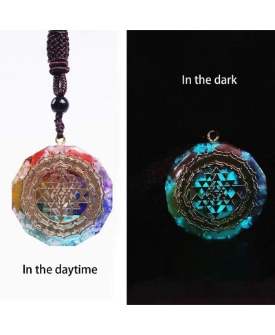 Orgonite Necklace Sri Yantra Luminous Pendant Sacred Geometry Chakra Energy Necklace Meditation Jewelry $27.01 Pendant Necklaces