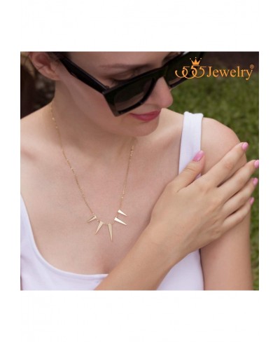 Womens Figaro Chain Stainless Steel Spiky Triangle Pendant Necklace $21.14 Chains