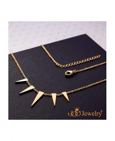 Womens Figaro Chain Stainless Steel Spiky Triangle Pendant Necklace $21.14 Chains