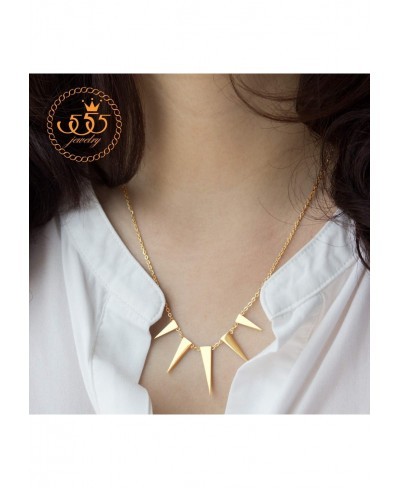 Womens Figaro Chain Stainless Steel Spiky Triangle Pendant Necklace $21.14 Chains