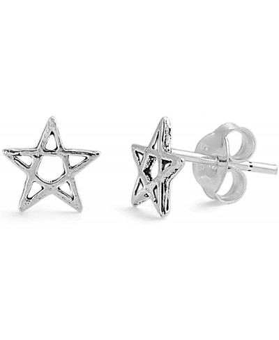 Sterling Silver Wicca Star Stud Earrings $10.39 Stud