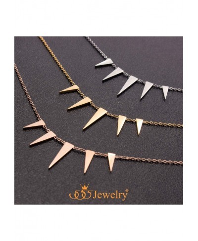 Womens Figaro Chain Stainless Steel Spiky Triangle Pendant Necklace $21.14 Chains