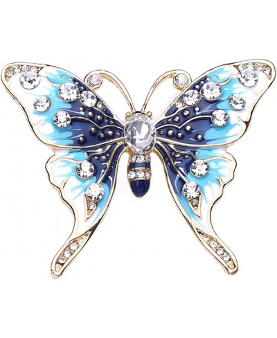 Temperament Stylish Rhinestone Brooch Charming Butterfly Brooch Pin Women Scarf Decoration Blue $5.90 Brooches & Pins